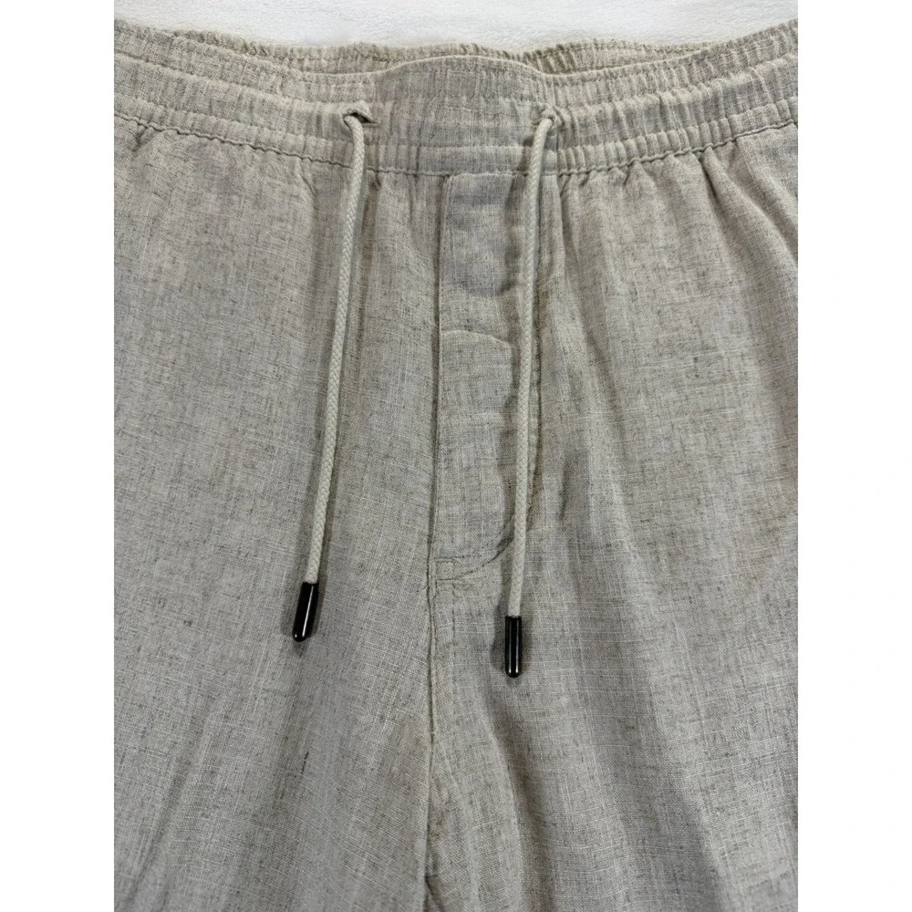 KENNETH COLE Mens M Linen Blend Shorts Beige  Pull On Coastal Natural Beachy - Picture 9 of 11